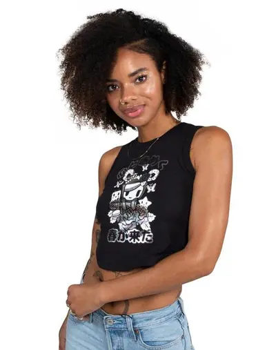 Spring Time Women's Cropped Muscle Tee, Black