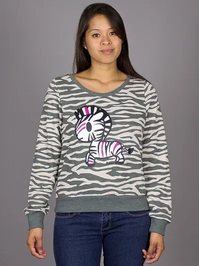 Punk Zebra L/S Women's Top, Grey