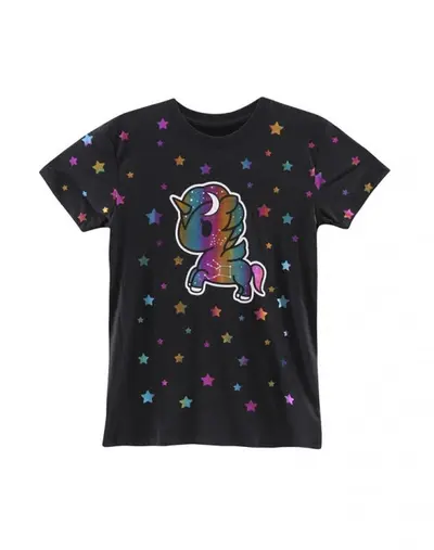 Star Studded Women's Boy Fit Tee, Black
