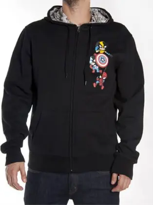 Marvel Wolverine Spiderman Captain America Black Hoodie