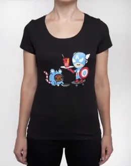 Captain America Cactus Pup Black Tee
