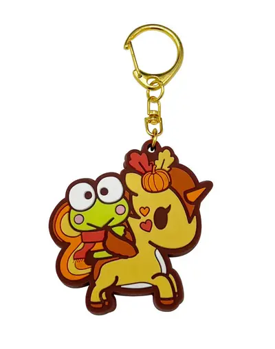 Tokidoki X Hello Kitty and Friends Pumpkin Spice Rubber Keychain - Keroppi and Ceeky
