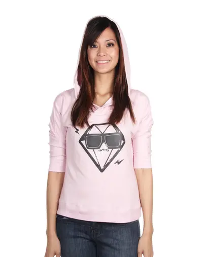 Cool Diamante Women's Hoodie, Pale Pink